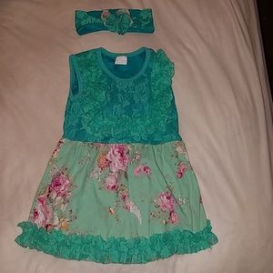 Custom made dress with matching headband 4T girls